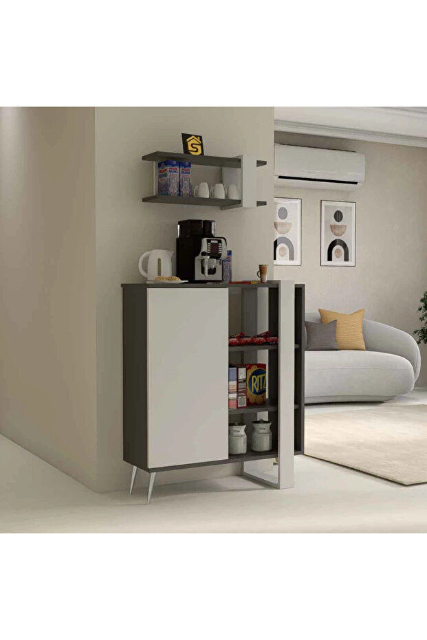 طاولة ركن قهوة ابيض ورمادي كلاسيك - RC19