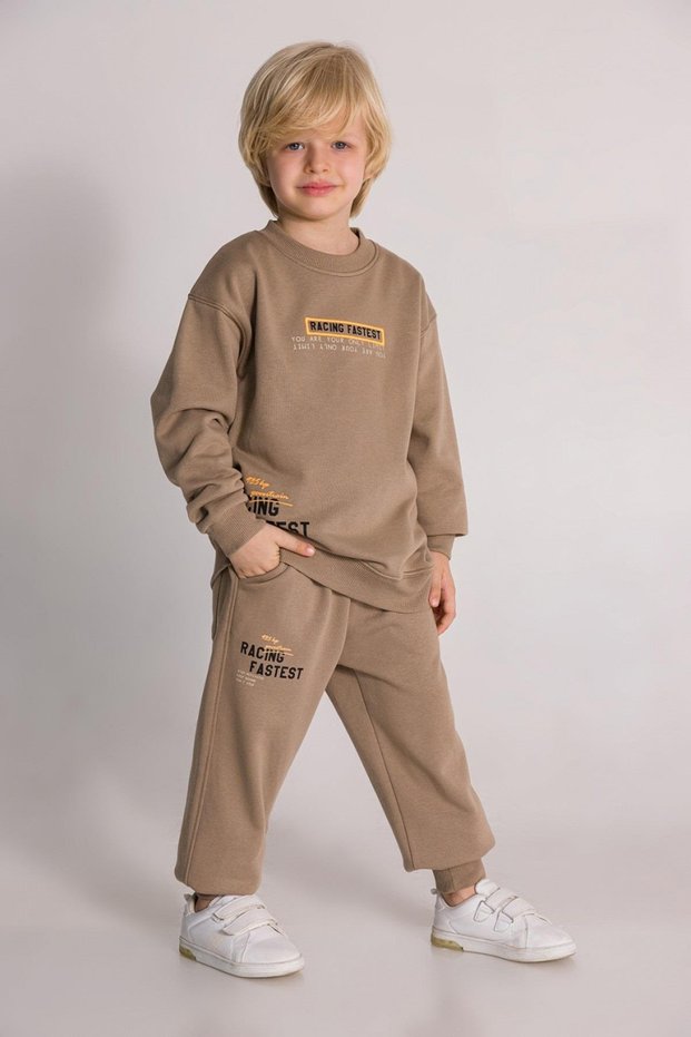 Mojo Boys' Tracksuit Set Beige for Ages 4-8