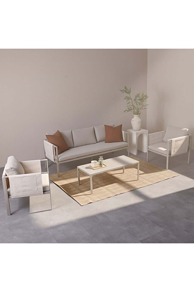 Lianne 5-Seater Sofa Set with Coffee Table – Beige Luxury Living Room Set