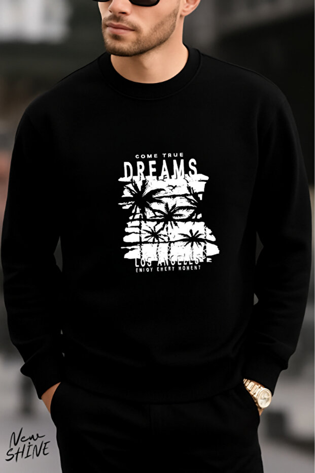 سويت شيرت Come True Dreams مطبوع برقبة دائرية