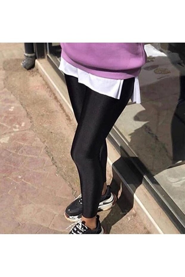 High Waist Shiny Black Stretch Fabric Shaping / Sculpting Women's Casual Sports Leggings