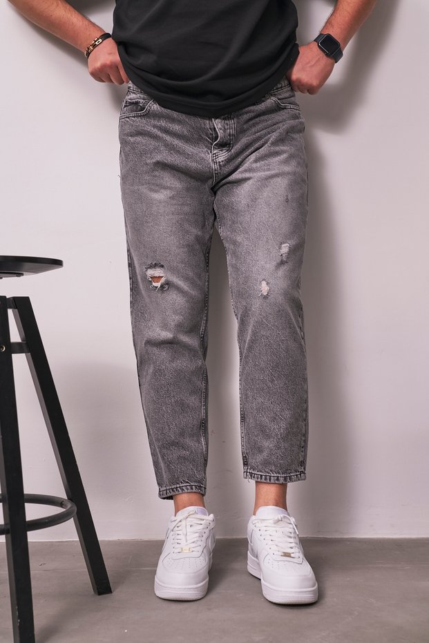 Men's Boyfriend Fit Ripped Detailed Smoked Jean Denim Pants Sd-273
