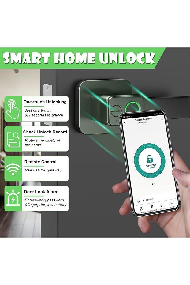 Fingerprint Smart Wifi Lock App Control Bluetooth Touch Door Lock Fingerprint Door Handle - 6