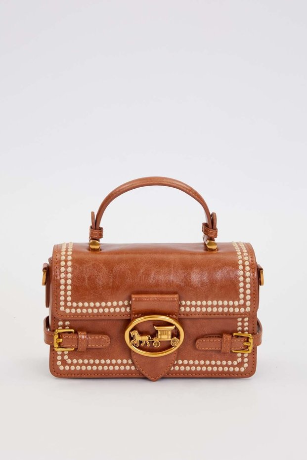 Authentic Phaeton Metal Logo Embroidery and Belt Detail Small Size Women's Hand and Shoulder Bag Lv930576 Camel