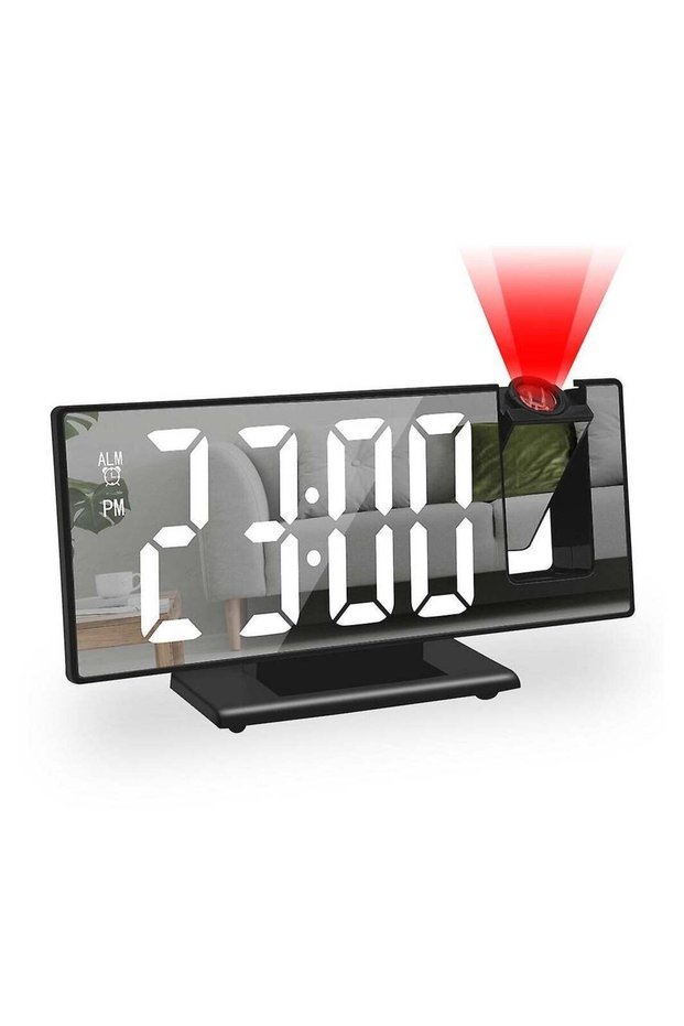 1pc Projection Alarm Clock For Bedroom, 19.81cm Large Digital Clock With 180° Projector, 12/24H, LE