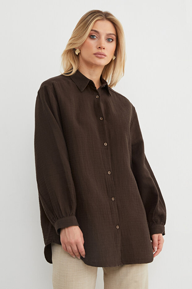 Basic Oversize Gömlek - 1