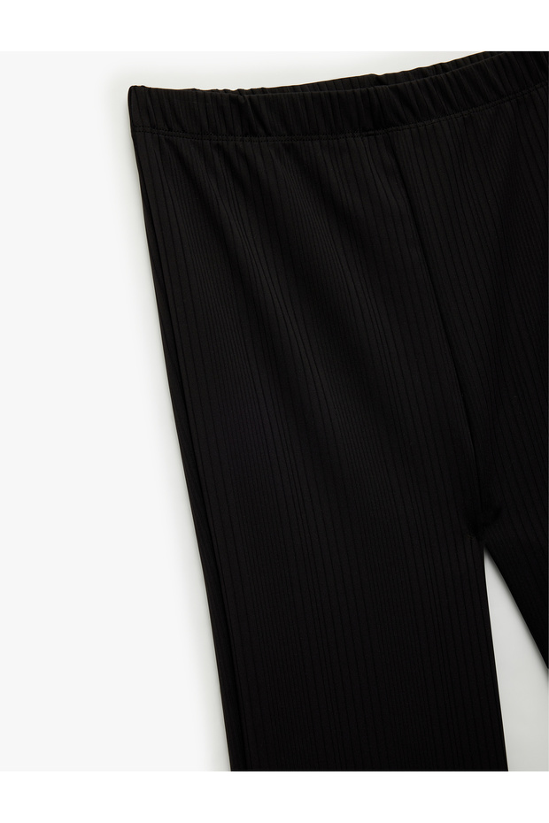 Strukturierte Basic-Hose mit weitem Bein und elastischem Bund - 3