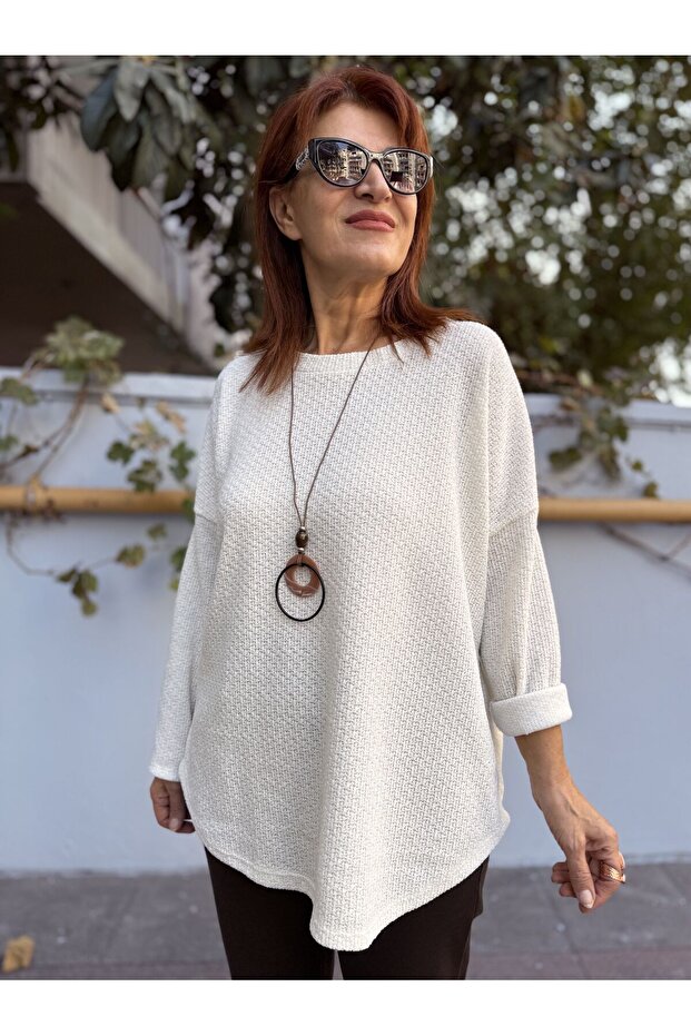 Simli Kolyeli Kazak Ekru - 1