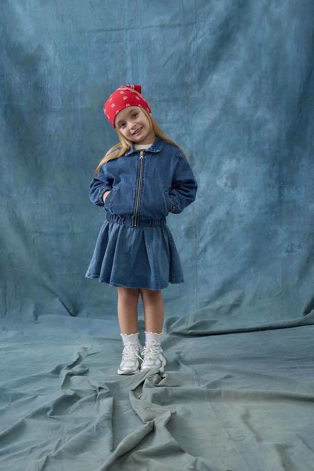 Denim Bomber Ceket - mavi - 1