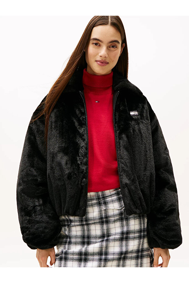 Tjw Faux Fur Women's Black Coat Dw0Dw21669Bds