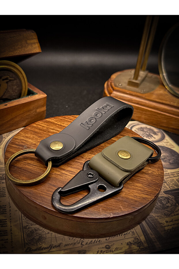Handmade Keychain Set - 2 Pieces Genuine Leather Keychains