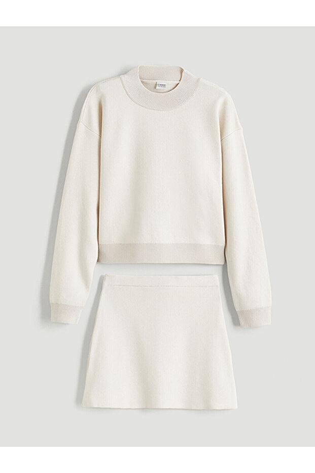 Basic Girl's Knitwear Sweater and Skirt