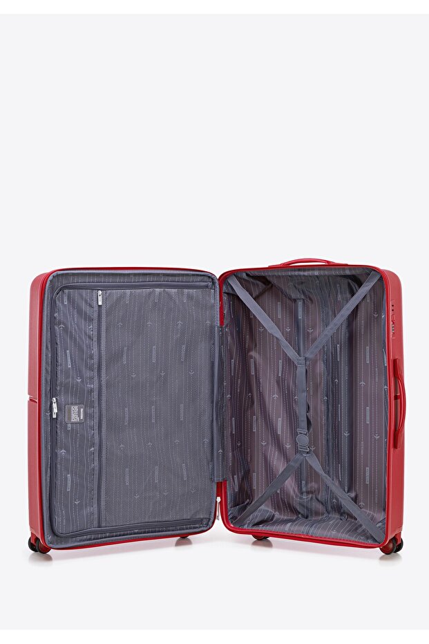 Man Large polypropylene suitcase with circles red red polypropylene - 5