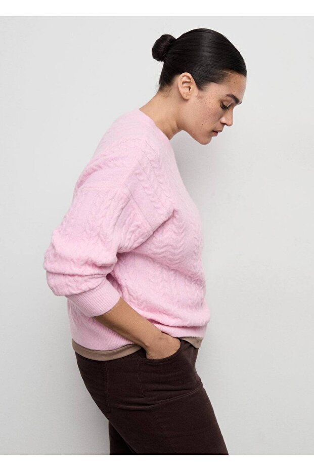 Örgü detaylı triko kazak - 5