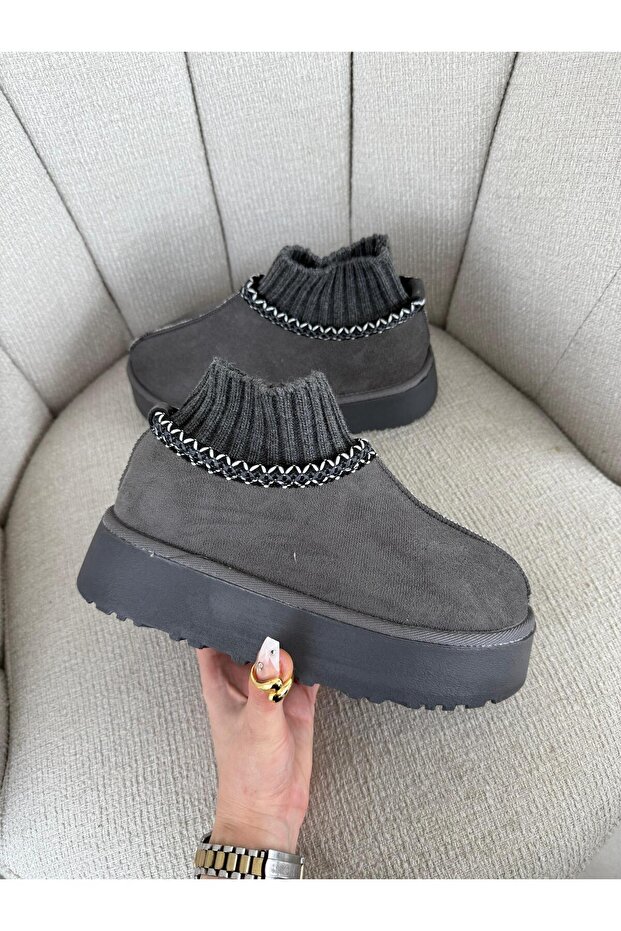 KADIN BOT ÇORAP PLATFORM GRİ - 4