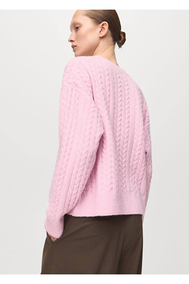 Örgü detaylı triko kazak - 4