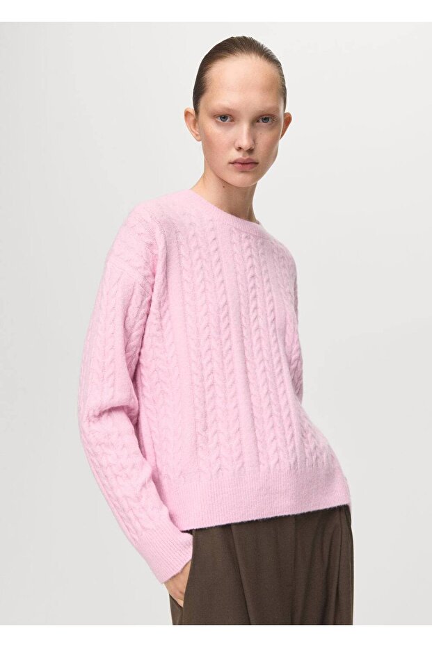 Örgü detaylı triko kazak - 1