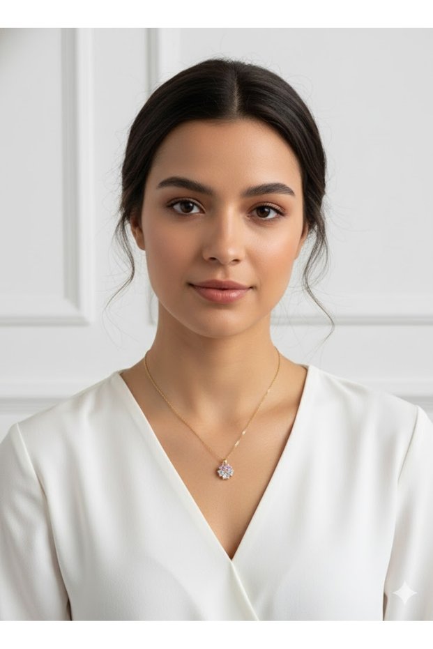 Pink Zircon Stone Flower Necklace: the Sparkle of Your Heart