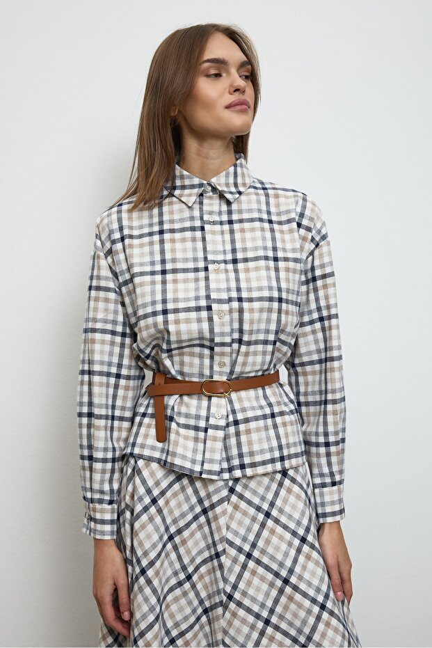 Ekose Gömlek Beyaz - 1