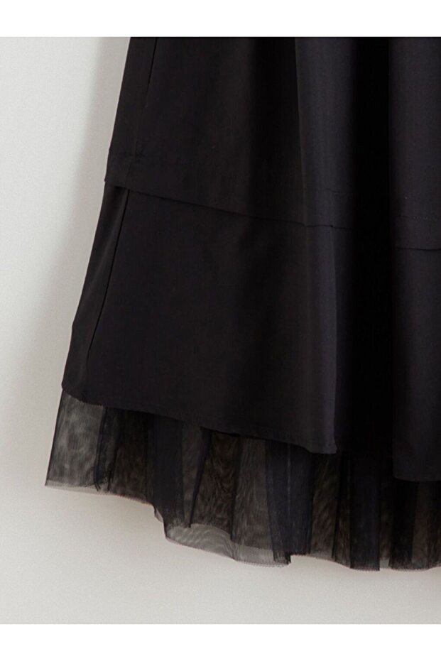 LCW Modest Beli Lastikli Poplin Kloş Etek - 6