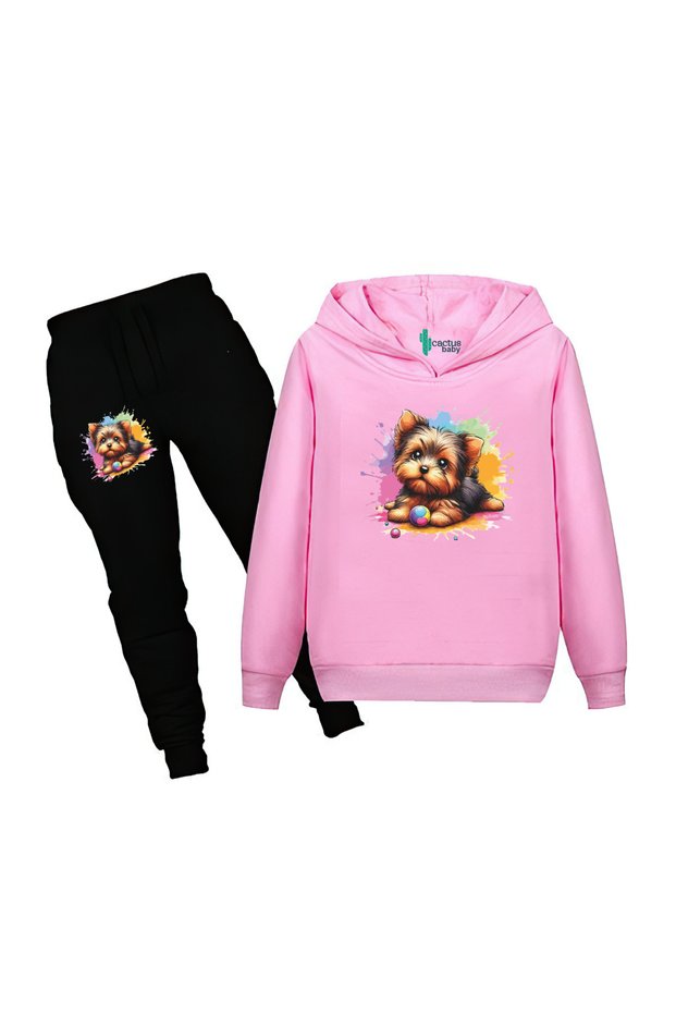 Hooded Sweatshirt Children's Bottom Top Set 3 Thread Cotton Yorshire