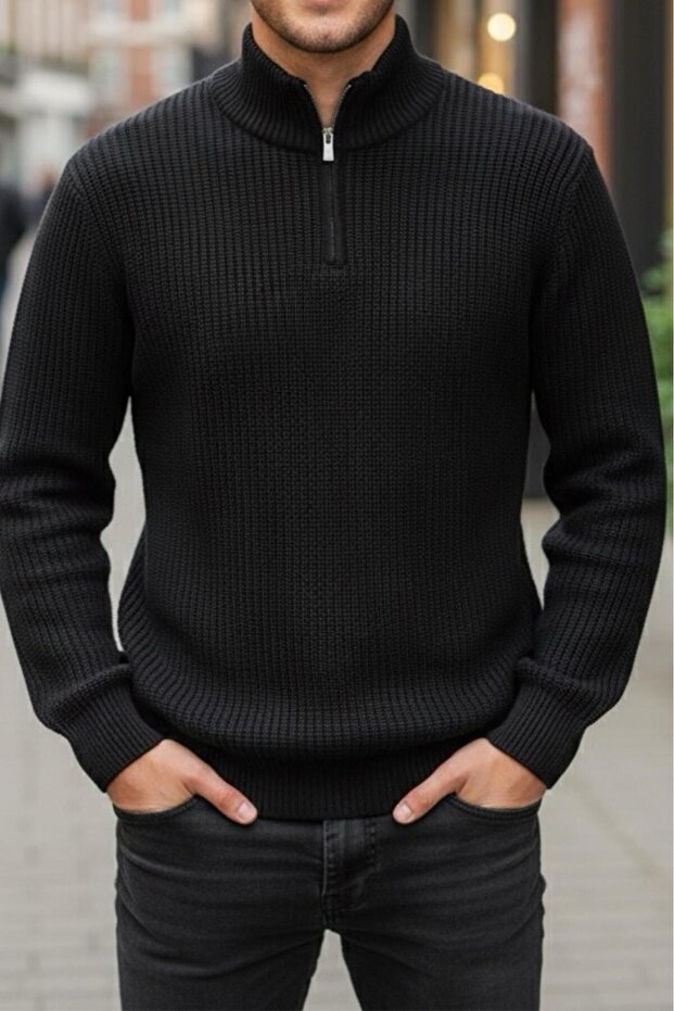 Nex Half Zipper Mock Neck Thick Men's Sweater