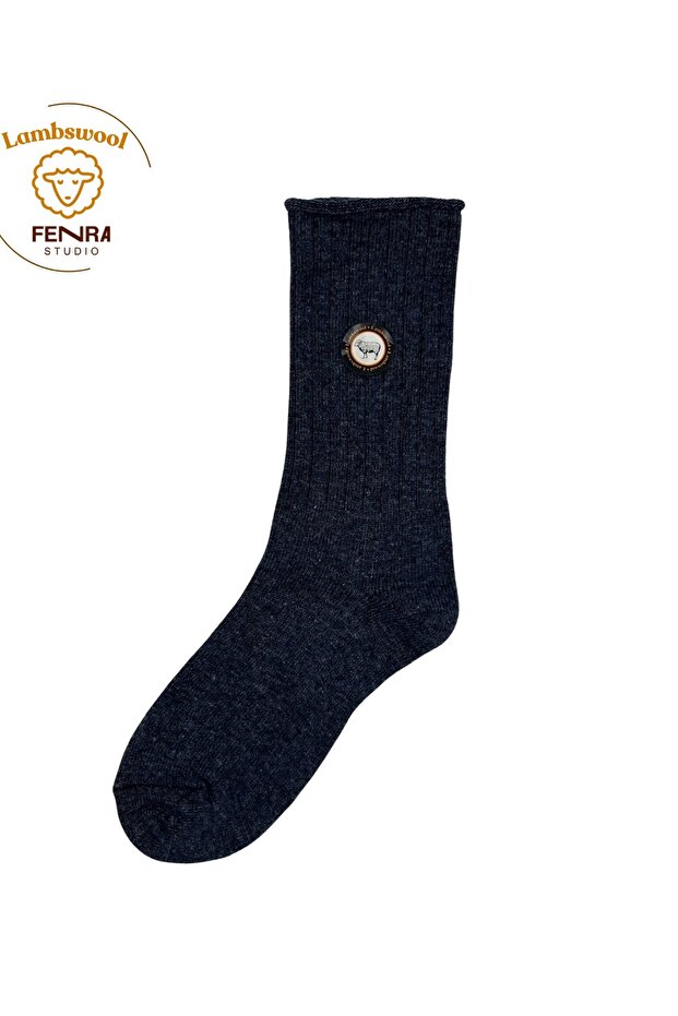 Winter Thermal Wool Warm Lambswool Non-Elastic Women's Derby Indigo Socks