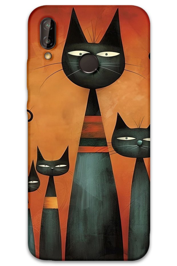 Huawei P20 Lite Case Hd Pattern Printed Back Cover - Art Cat