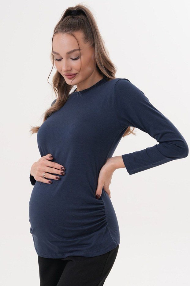 Maternity Crew Neck Long Sleeve 100% Cotton T-Shirt
