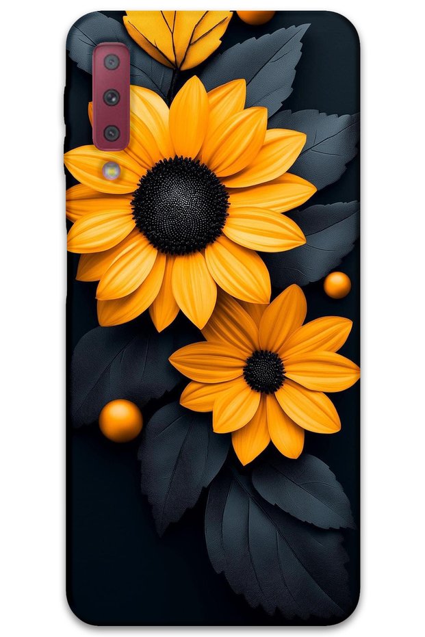 Samsung Galaxy A7 2018 Case Hd Pattern Printed Back Cover - Black Floral
