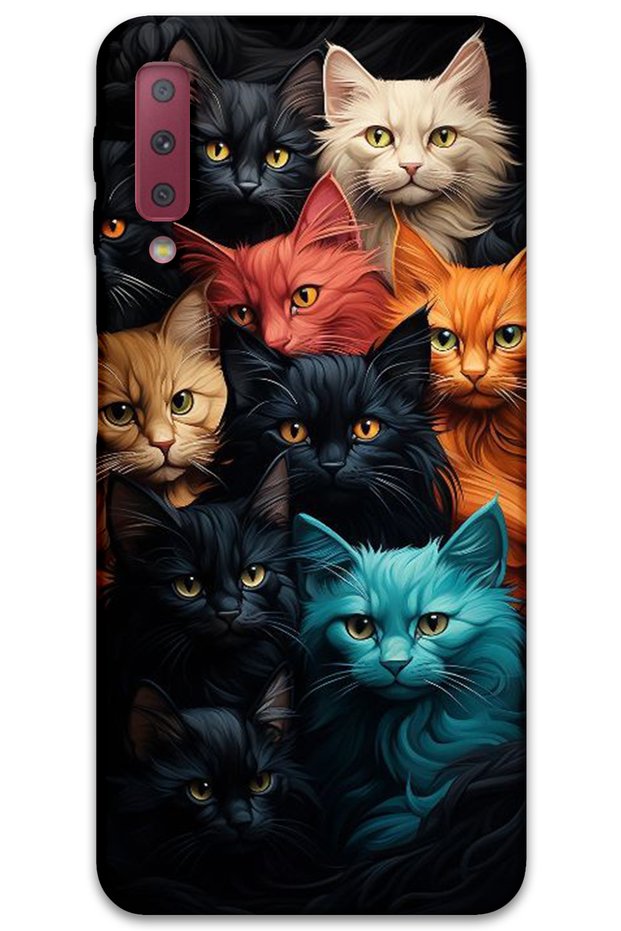 Samsung Galaxy A7 2018 Case Hd Pattern Printed Back Cover - Colorful Cats