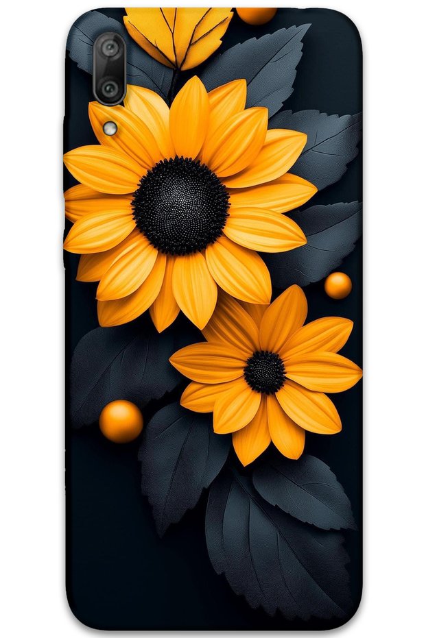 Huawei Y7 Prime 2019 Case Hd Pattern Printed Back Cover - Black Floral