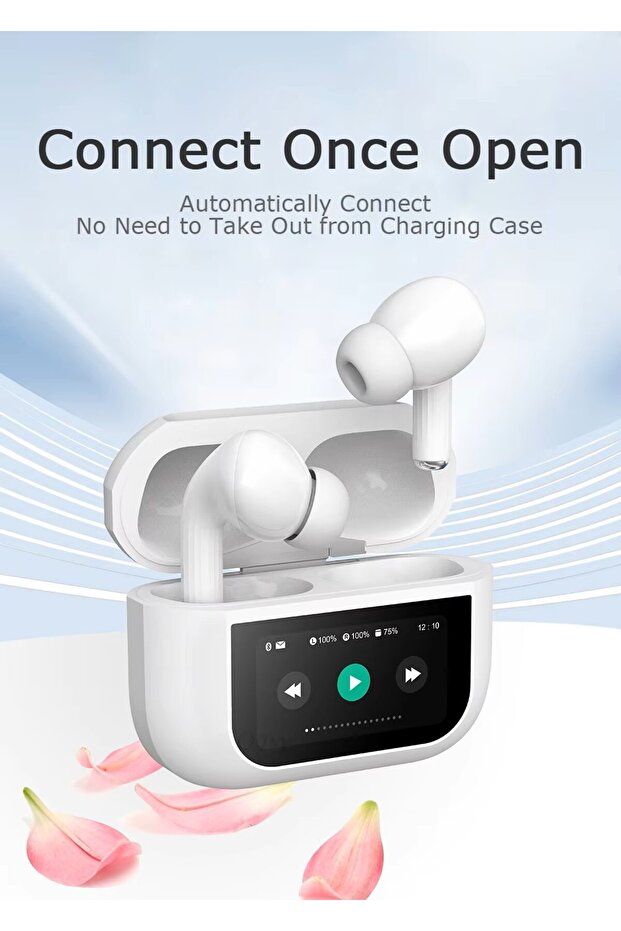 Wireless Bluetooth Earbuds with LED Display, TWS Bluetooth 5.0, Touch Control (White) - 3