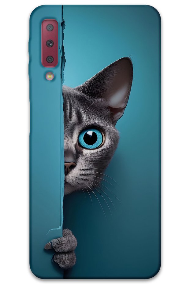 Samsung Galaxy A7 2018 Case Hd Pattern Printed Back Cover - Blue-Eyed Cat
