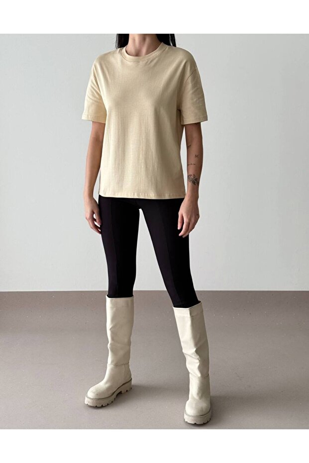 تي شيرت باركر كريم قصة فضفاضة الأساسي - 1