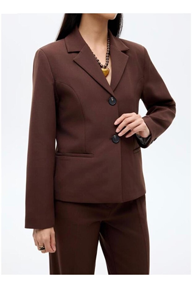 Double Button Blazer Jacket Plum - 2