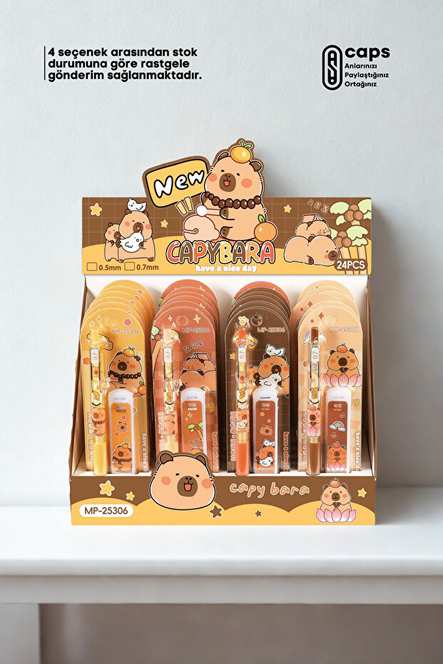 1 Piece Cute Capybara Themed 0.7 Tip Pen + 20 Piece Nib Set - Capybara Stationery Set