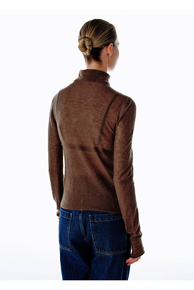 Mıcro Payetli Extrafıne Yün Triko Bronz - 5