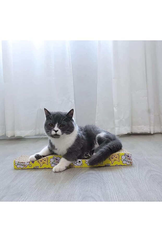 Cat Scratcher Cardboard Cat Scratch Pad Wave Design, Cardboard Scratch Post Catnip Bed (Yell - 6