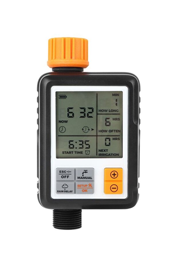 مؤقت رقمي أوتوماتيكي لنظام الري باللون الأسود/البرتقالي - 4