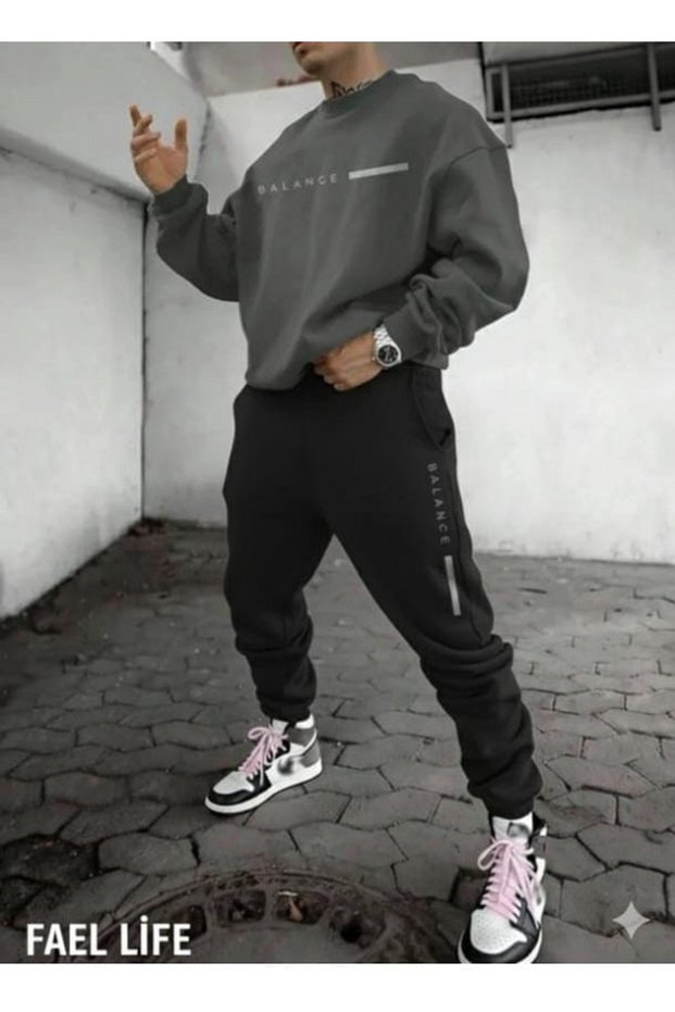 Unisex Girls/Boys Winter Bottom and Top Set Balance Print Oversize