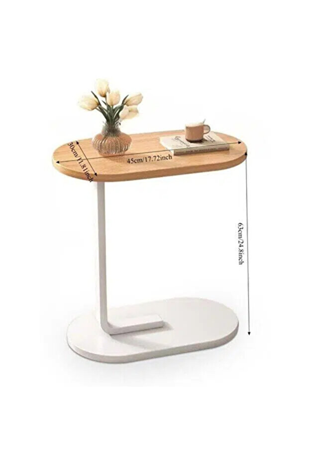 End Table, C-Shaped Small Side Table, Adjustable Height 360°Swivel Couch Tables - 2