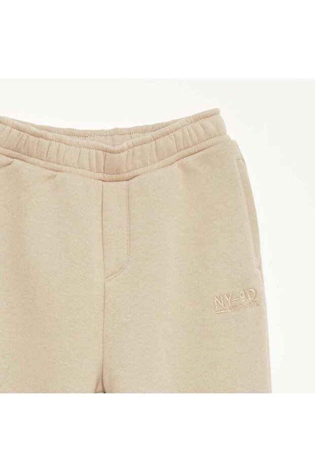 Solid Warm Fleece-Lined Joggers BEIGE - 6