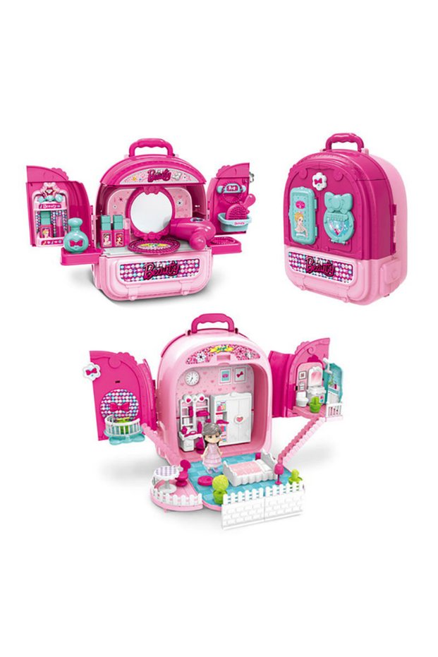 3-in-1 Transformable Makeup Backpack Playhouse for Kids
