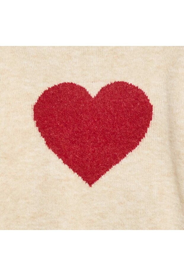 سترة منقوشة برقبة دائرية باللون البيج - 3