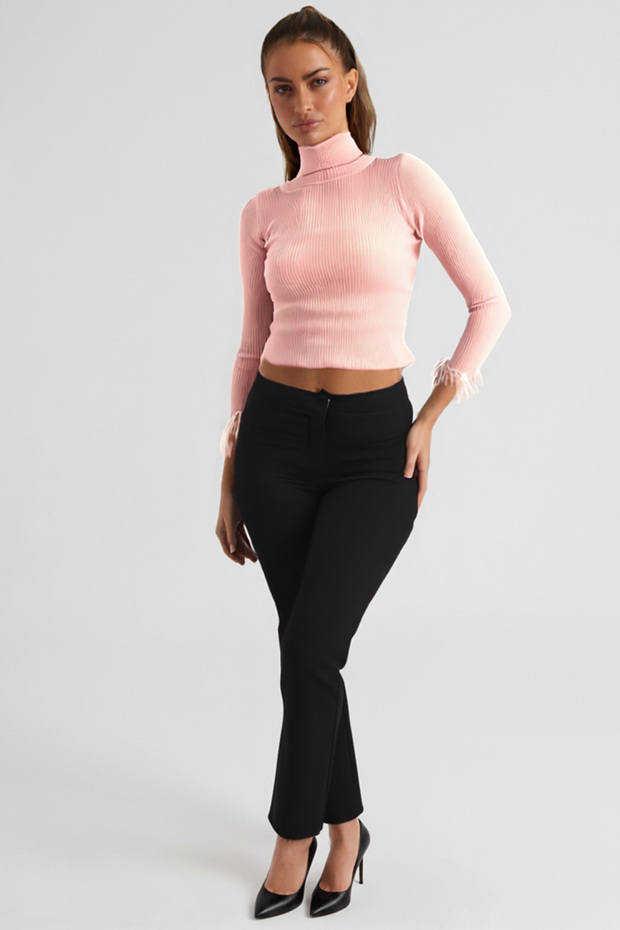 Women's Black Front Pocket Trousers Arm-26K136053