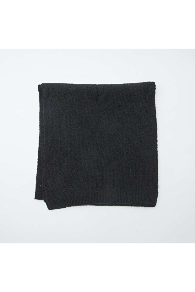 وشاح دافئ بلون سادة أسود - 2