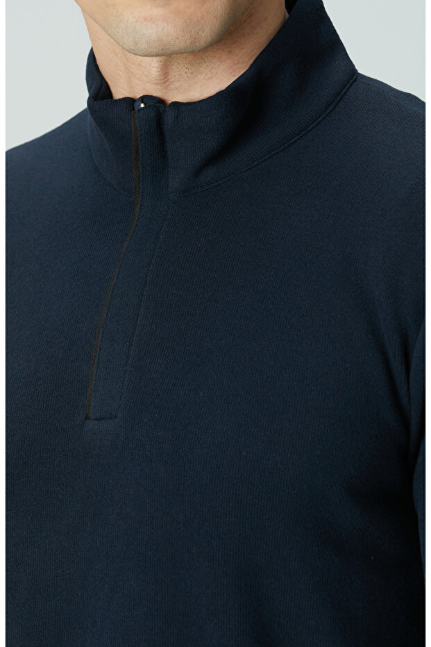 Lacivert Süet Garnili Sweatshirt - 6