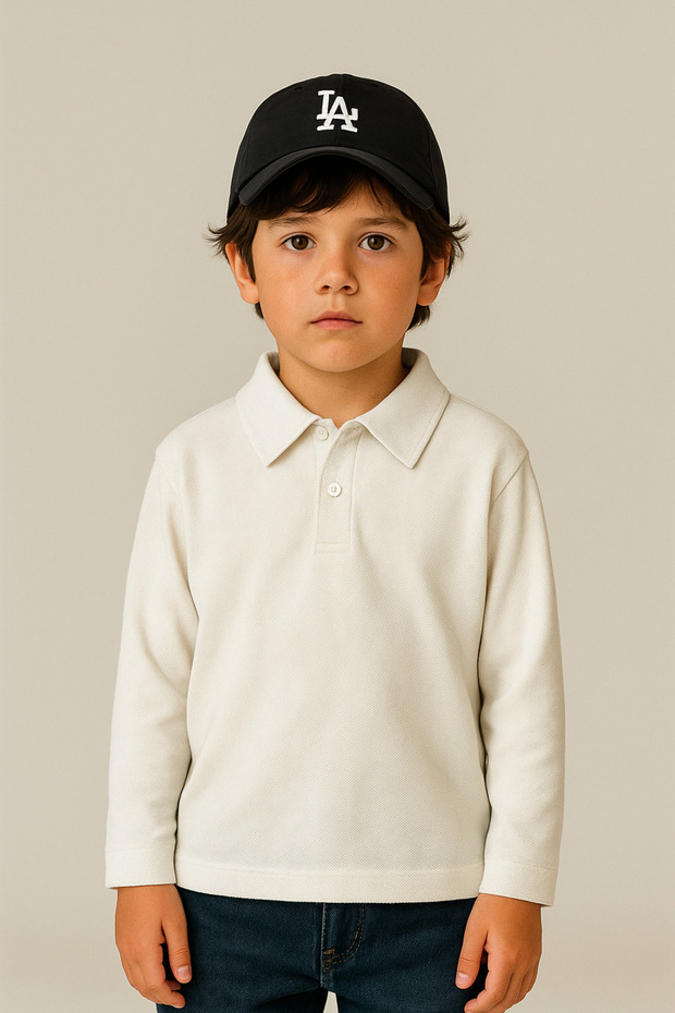 Boys' 100% Cotton, Long Sleeve, Polo Neck T-Shirt, School T-Shirt_Rg1634