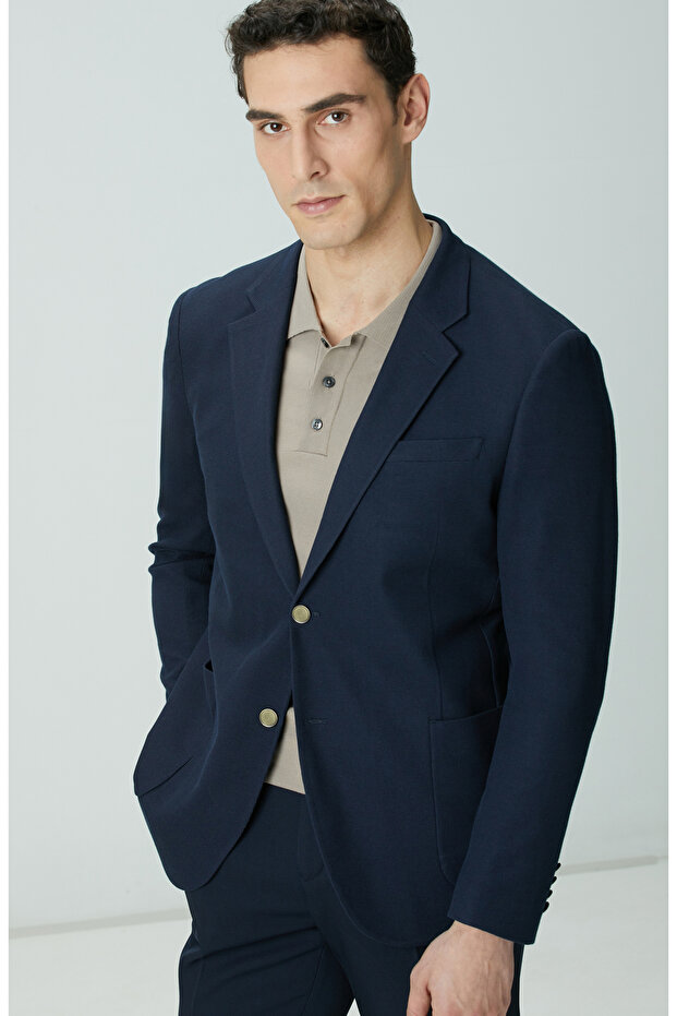 Lacivert Armürlü Ceket - 2